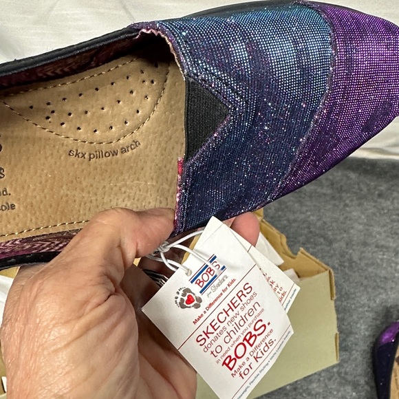 Skechers BOBS Glitter Slip-On Shoes - Purple - Picture 12 of 13